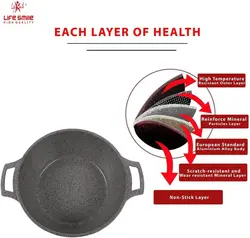 ست ظروف آشپزی 27 عددی- قابلمه و ماهیتابه LIFE SMILE و ست پخت، روکش نچسب گرانیت بدون PFOA شامل کاسه، ماهیتابه، قابلمه مقلوبا، ست پخت، ظروف آشپزخانه | تحویل 2 تا 3 هفته کاری