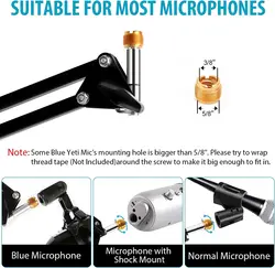 پایه میکروفون AccLoo |ضبط با پایه شوک| نگهدارنده میکروفون| فیلتر پاپ| آداپتور 3/8 تا 5/8 اینچ| گیره میز| درپوش میکروفون| بست کابل- زمان تحویل 2 تا 3 هفته کاری
