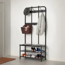 استند لباس و جا کفشی برند IKEA| مدل PINNIG | مشکی|با نیمکت- زمان تحویل 2 تا 3 هفته کاری
