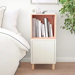 میز پاتختی برند IKEA| مدل EKET |سفید و صورتی کمرنگ| پایه چوبی- زمان تحویل 2 تا 3 هفته کاری