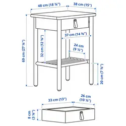 میز پاتختی برند IKEA| مدل BJÖRKSNÄS | چوب توس| 48*38 سانتی متر- زمان تحویل 2 تا 3 هفته کاری