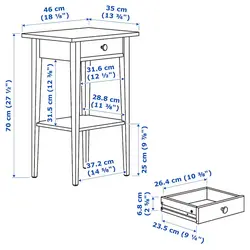 میز پاتختی برند IKEA| مدل HEMNES | خاکستری | 35*46 سانتی متر- زمان تحویل 2 تا 3 هفته کاری