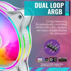 خنک کننده پردازنده Cooler Master MasterFan MF120 Halo White Edition|فن 120 میلی متری RGB |آدرس پذیر Duo-Ring |دارای 24 تا LED با کنترل مستقل|لنت های لاستیکی جذب|فشار استاتیک PWM برای کیس و رادیاتور مایع- زمان تحویل 2 تا 3 هفته کاری