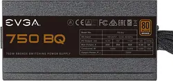 منبع تغذیه Evga 750 Bq, 80+ Bronze 750W |نیمه ماژولار|شامل تستر برق رایگان|110-Bq-0750-V3|مشکی- زمان تحویل 2 تا 3 هفته کاری