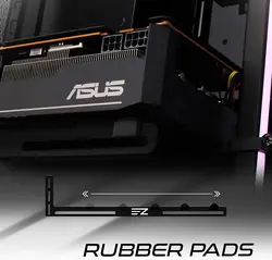 دارنده GPU EZDIY-FAB | پشتیبانی از بریس کارت گرافیک | نگهدارنده کارت ویدئو| براکت GPU VGA برای کامپیوتر شخصی رومیزی مخصوص بازی 3 میلی متر آلومینیوم | سیاه