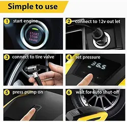 پمپ باد لاستیک قابل حمل 12 ولت DC کمپرسور هوا AccLoo با نور LED و دهانه بادی 3 عددی برای لاستیک ماشین / دوچرخه / موتور سیکلت / بسکتبال و سایر وسایل بادی- زمان تحویل 2 تا 3 هفته کاری