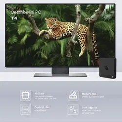 مینی کامپیوتر برند Beelink مدل 4K HD HDMI |64GB eMMC| Dual WiFi | USB 3.0 | 4GB DDR3 |Windows 10 |Intel Quad Core x5-Z8500 |T4|- زمان تحویل 2 تا 3 هفته کاری