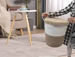 سبد لباس کنفی بزرگ دسته دار {Woven Storage Baskets}