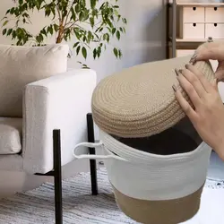 سبد لباس کنفی بزرگ دسته دار {Woven Storage Baskets}