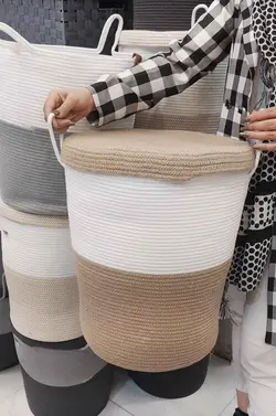 سبد لباس کنفی بزرگ دسته دار {Woven Storage Baskets}