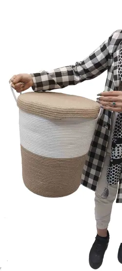 سبد لباس کنفی بزرگ دسته دار {Woven Storage Baskets}