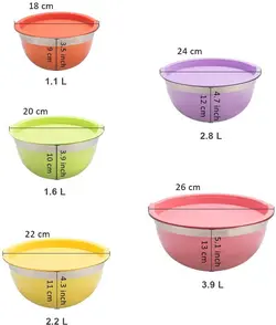 کاسه استیل رنگی 5 عددی