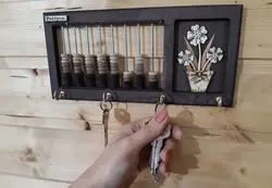 جاکلیدی دیواری طرح چرتکه(شامل 4 قلاب)