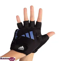 دستکش نیمه دوچرخه سواری طرح آدیداس 01|مشکی/آبی