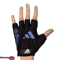 دستکش نیمه دوچرخه سواری طرح آدیداس 01|مشکی/آبی