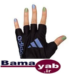 دستکش نیمه دوچرخه سواری طرح آدیداس 01|مشکی/آبی