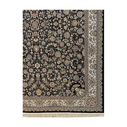 فرش ماشینی کوروش طرح بهاران زمینه سرمه ای