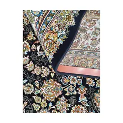 فرش ماشینی کوروش طرح بهاران زمینه سرمه ای