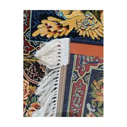فرش ماشینی کوروش طرح باغ ارم زمینه سرمه ای