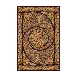 فرش ماشينی عرش طرح باغ بهشت زمينه فندقی