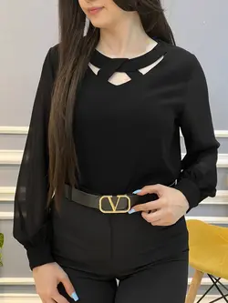 شومیز مشکی حریر کد 325