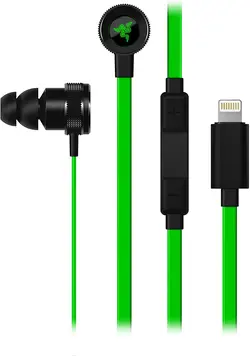 Razer Hammerhead iOS - هدفون ریزر بهینه‌سازی شده برای کاربران iOS - کنترل از راه دور و میکروفون - سازگاری با پورت لایتنینگ -رنگ سبز-ارسال 10 الی 15  روز کاری