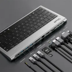 QGeeM Aluminum Alloy Keyboard + 11 In 1 USB-C Hub Docking-ارسال 10 الی 15  روز کاری