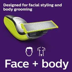 اصلاح کننده برقی هیبریدی فیلیپس Philips Norelco OneBlade Face + Body Hybrid Electric Trimmer and Shaver Black/Green/Silver, QP263070-ارسال 15 الی 20 روز کاری