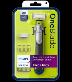 اصلاح کننده برقی هیبریدی فیلیپس Philips Norelco OneBlade Face + Body Hybrid Electric Trimmer and Shaver Black/Green/Silver, QP263070-ارسال 15 الی 20 روز کاری