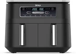 سرخ کن دوقلو نینجا Ninja Foodi Dual Zone Air Fryer 2 کشور امریکا، 6 عملکرد پخت، 7.6 لیتر، مشکی - ارسال 10 الی 15  روز کاری