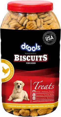 غذای سگ 800 گرم Drools Chicken And Egg Dog Biscuit, Dog Treats - Jar - ارسال 10 الی 15  روز کاری