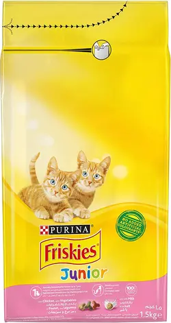 غذای گربه  Purina Friskies Cat Food Junior With Chicken, Milk &amp; Vegetables 1.5kg  - ارسال 10 الی 15  روز کاری