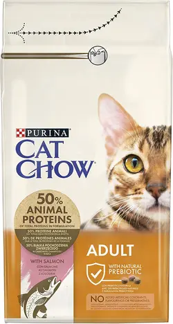 غذای گربه 1500 گرمی Purina Cat Chow Purina Chow Adult Rich In Salmon Dry Food, White - ارسال 10 الی 15  روز کاری