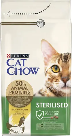 غذای گربه 1500 گرمی Purina Cat Chow Purina Chow Sterilised rich in Chicken dry food, White - ارسال 10 الی 15  روز کاری