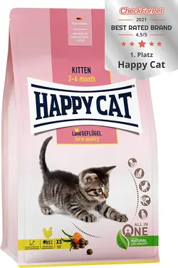 غذای گربه 4 کیلو گرمی Happy Cat Kitten Land Geflugel (Poultry) 4KG - ارسال 10 الی 15  روز کاری