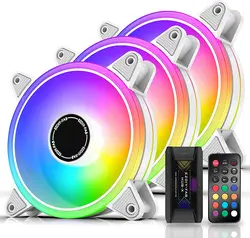فن کیس EZDIY-FAB White Moonlight 120mm RGB Case Fan with Fan Hub X and Remote-ارسال 10 الی 15  روز کاری