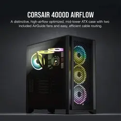 کیس کامپیوتر Corsair 4000D Airflow black - ارسال ۱۵ الی ۲۰ روز کاری