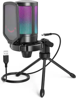 میکرفون کندانسر FIFINE Condenser Mic A6V با RGB - ارسال ۷ الی ۱۰ روز کاری