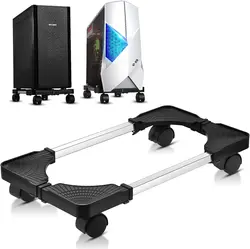 پایه  Akoada برای نگهدارنده قاب کامپیوتر، قفسه ذخیره‌سازی رایانه رومیزی با ترمز با 4 چرخ چرخ (مشکی) - ارسال ۱۵ الی ۲۰ روز کاری