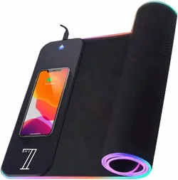 پد ماوس گیمینگ ws7 RGB Gaming Mouse Pad with wireless charger 15W - ارسال 10 الی 15  روز کاری