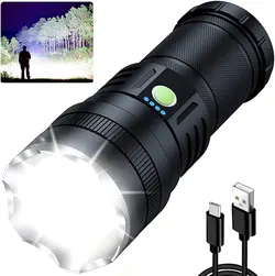 چراغ قوه Rechargeable Flashlight High Lumens, 100000 Lumen Super Bright LED-ارسال 15 الی 20 روز کاری