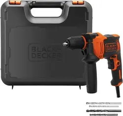 دریل چکشی تک دنده Black+Decker 710W 47,600BPM Single Gear Hammer Drill with 4 Drill ارسال 10 الی 15 روز کاری