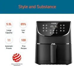 سرخ کن بدون روغن کوسوری Cosori Air Fryer مدل  CP158-AF ظرفیت ۵.۵ لیتر -ارسال 10 الی 15  روز کاری