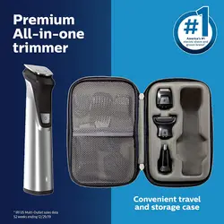 فیلیپس Norelco Multigroom All-in-One Trimmer Series 9000، 25 قطعه و کیف درجه یک - بدون نیاز به روغن تیغه-ارسال 10 الی 15  روز کاری