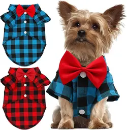 لباس سگ 2 Pack Plaid Puppy Shirt, Cute Boy ارسال 10 الی 15  روز کاری