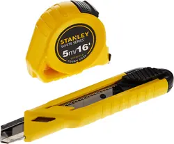 متر همراه با کاتر مدل Stanley Measuring Tape + 19 Mm Snap-Off Knife Set - ارسال 10 الی 15 روز کاری