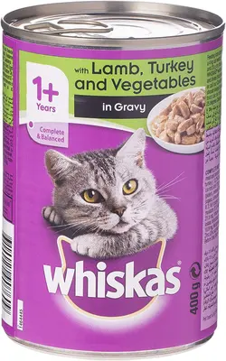 کنسرو غذای گربه Whiskas Mince Lamb,Turkey &amp; Veg,Can,400G X 24 - ارسال 10 الی 15  روز کاری