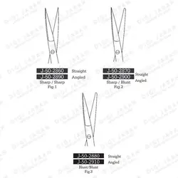 قیچی وسکات چشمی راست نوک تیز J-50-2860 surgicon 12.5