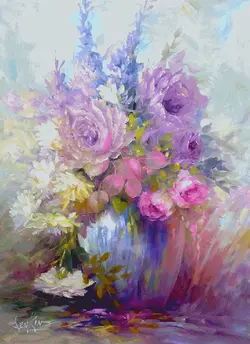 نخ و نقشه گل و گلدان هنری طرح اختصاصی