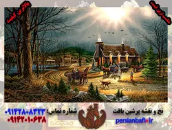 نخ و نقشه منظره تابلوفرش عبور کالسکه ها